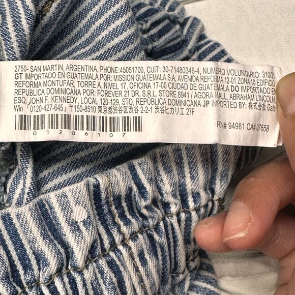 Forever 21 High Rise Wide Leg Women’s Pants Blue White Stripe Vintage Casual - Picture 7 of 14